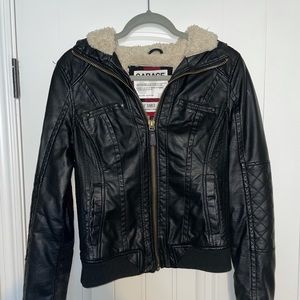 Leather bomber jacket